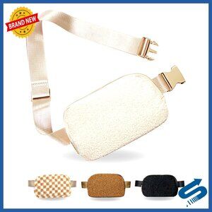 Sherpa Fleece Belt Bag Crossbody Fanny Pack Adjustable Strap Travel
